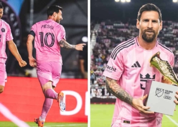 leo messi bota oro mls 2025 doblete playoffs nashville