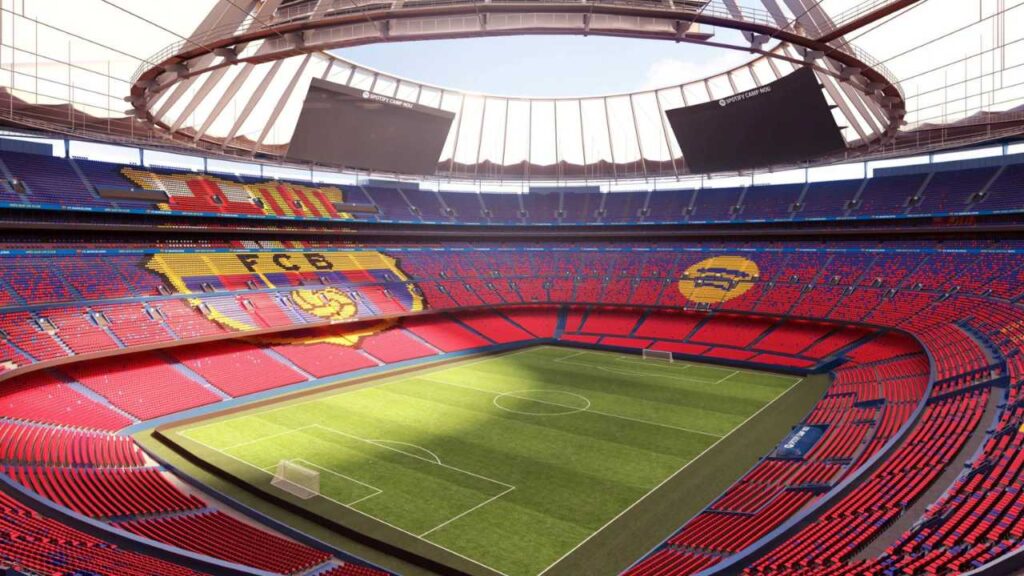 futbol club barcelona fc estadio camp nou habilitado liga campeones champions league uefa joan laporta deco hansi flick plantilla equipo lamine yamal seguridad aforo eintracht frankfurt espana espai barça fase