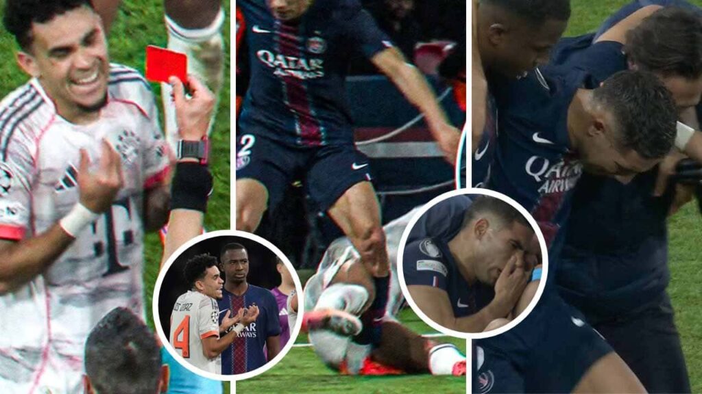 luis diaz expulsion psg bayern hakimi champions