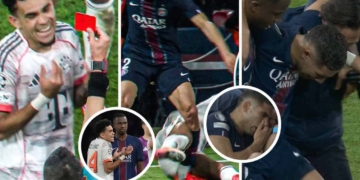 luis diaz expulsion psg bayern hakimi champions