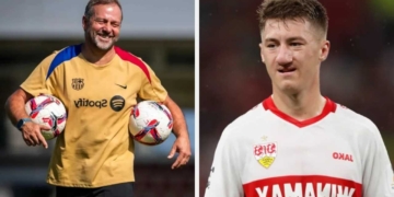 futbol club barcelona fc mercado fichajes europa hansi flick angelo stiller aleman alemania bundesliga stuttgart refuerzo incorporaciones contrataciones contratados director tecnico entrenador dt liga espanola espana champiosn league mediocampista volante joan laporta deco ventana invierno