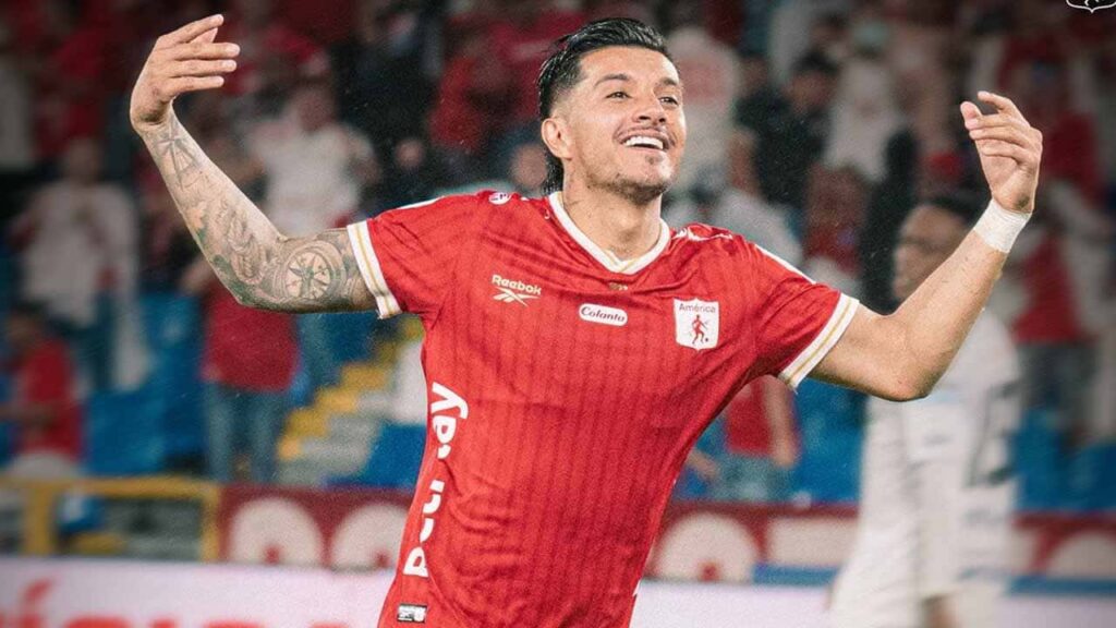 america de cali yeison guzman racha gol tiro libre