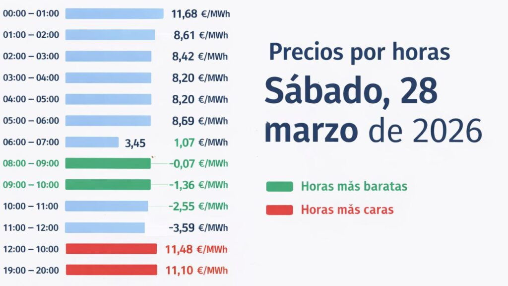 Precio luz mañana 28 de marzo